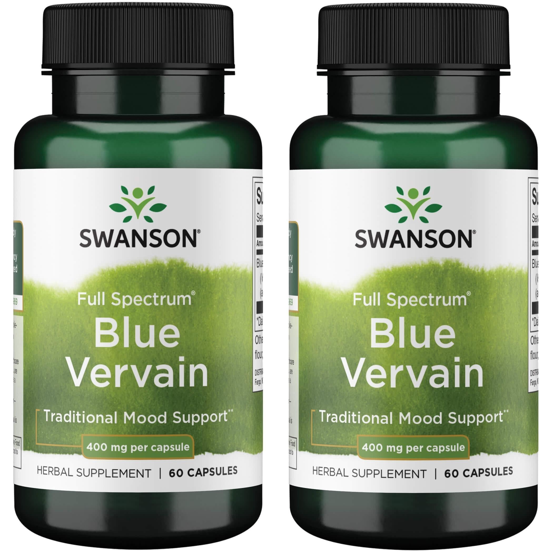 Swanson Full Spectrum Blue Vervain 400 mg bottle for mood health support