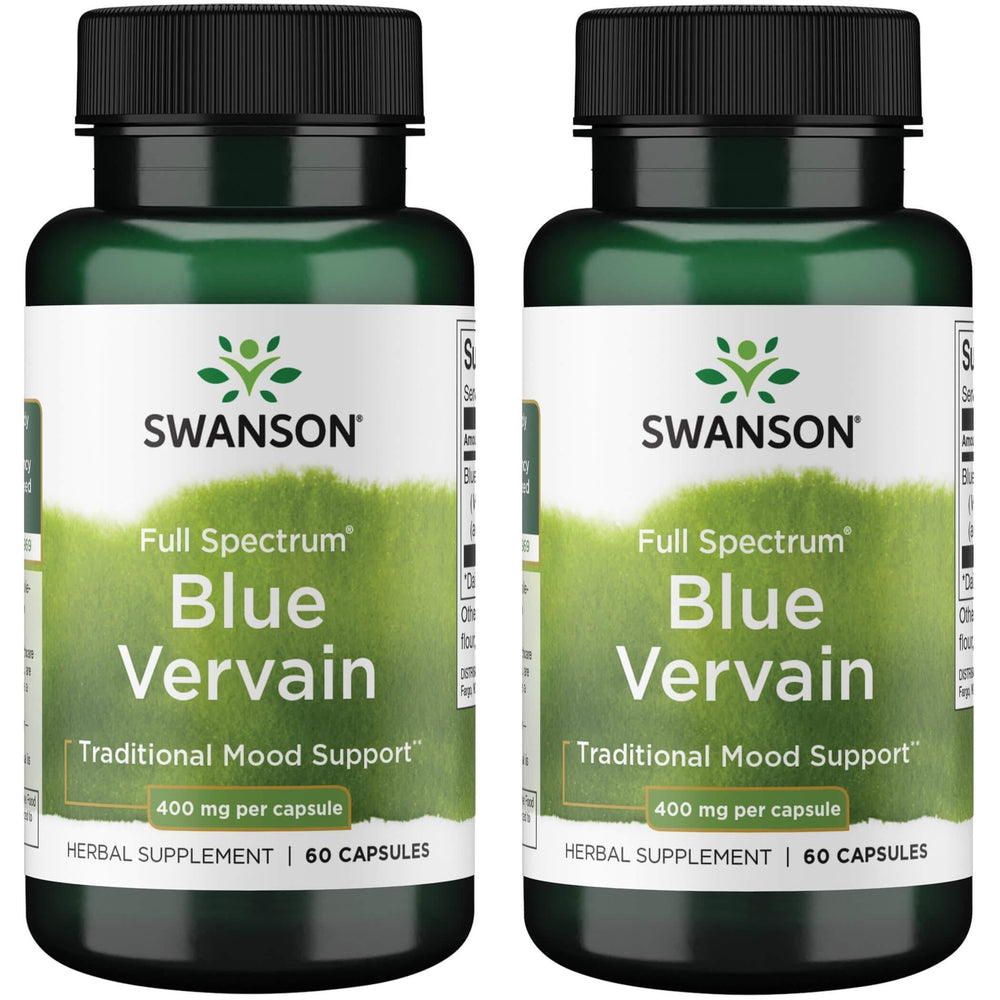 Swanson Full Spectrum Blue Vervain 400 mg bottle for mood health support