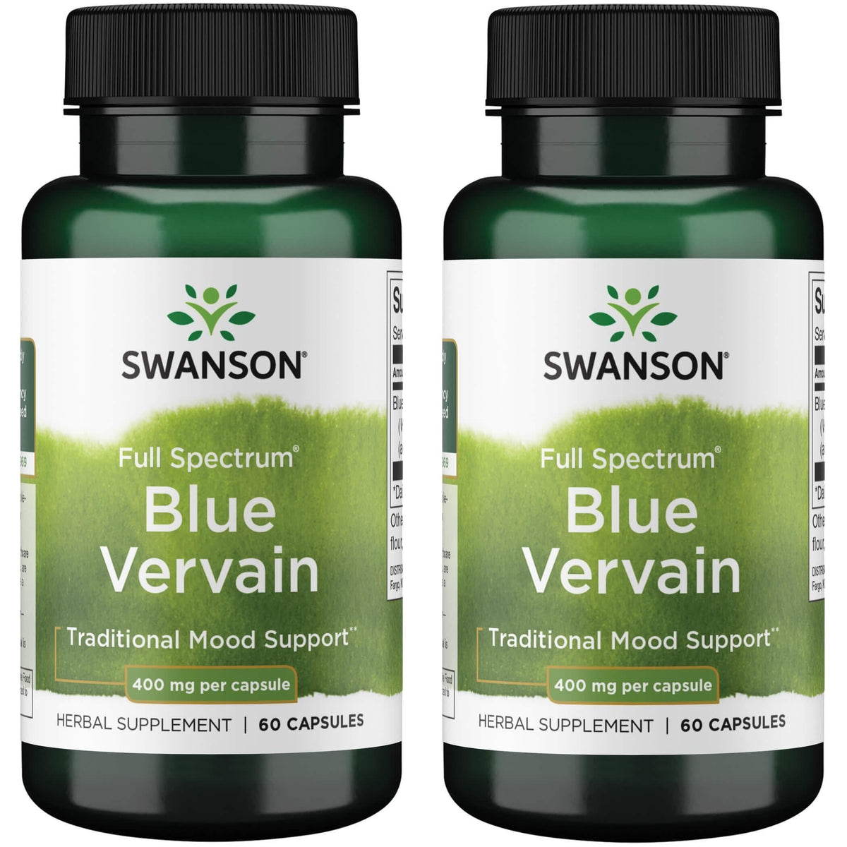 Swanson Full Spectrum Blue Vervain 400 mg bottle for mood health support