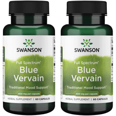 Swanson Full Spectrum Blue Vervain 400 mg bottle for mood health support