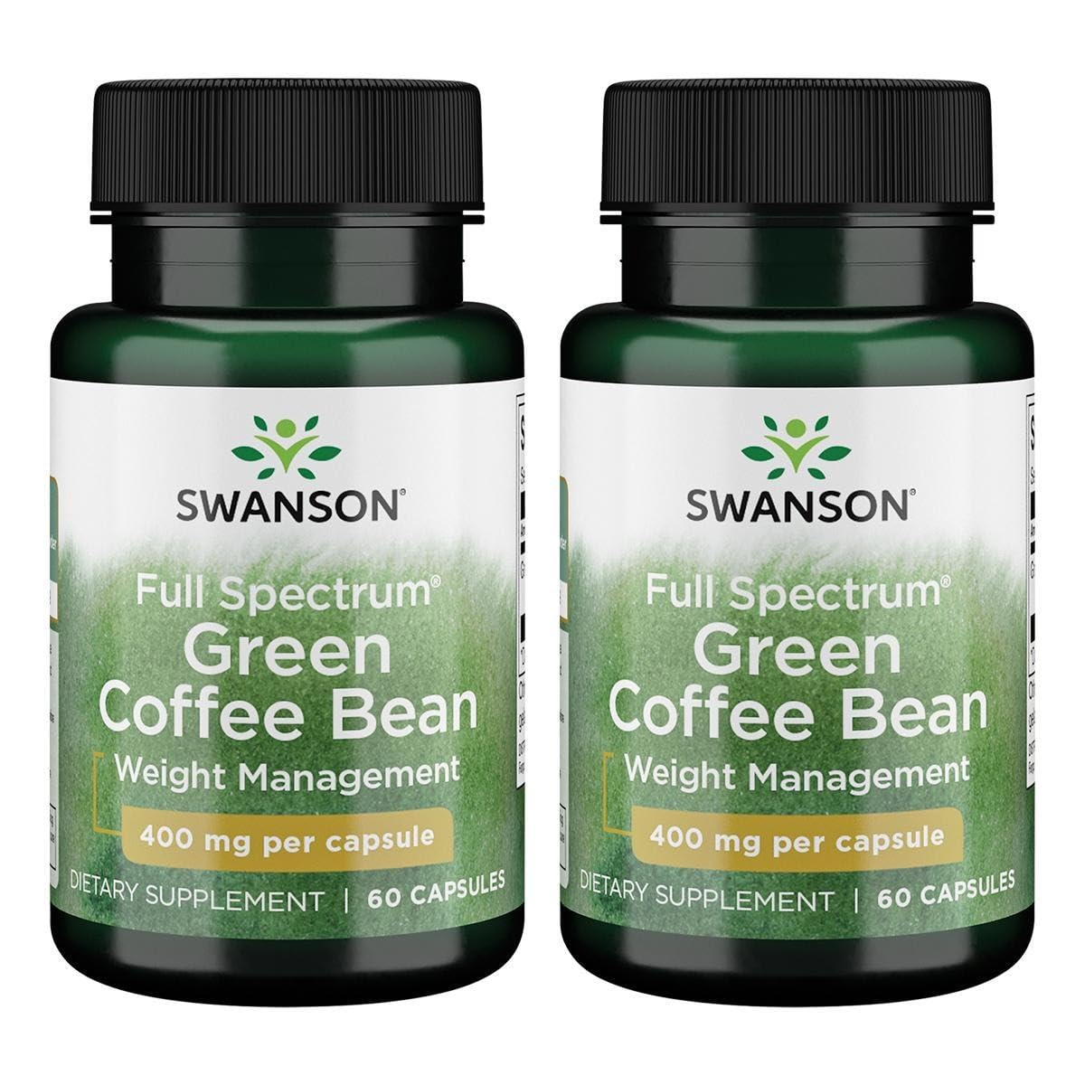Swanson Full Spectrum Green Coffee Bean capsules in bottle for daily weight-support use.