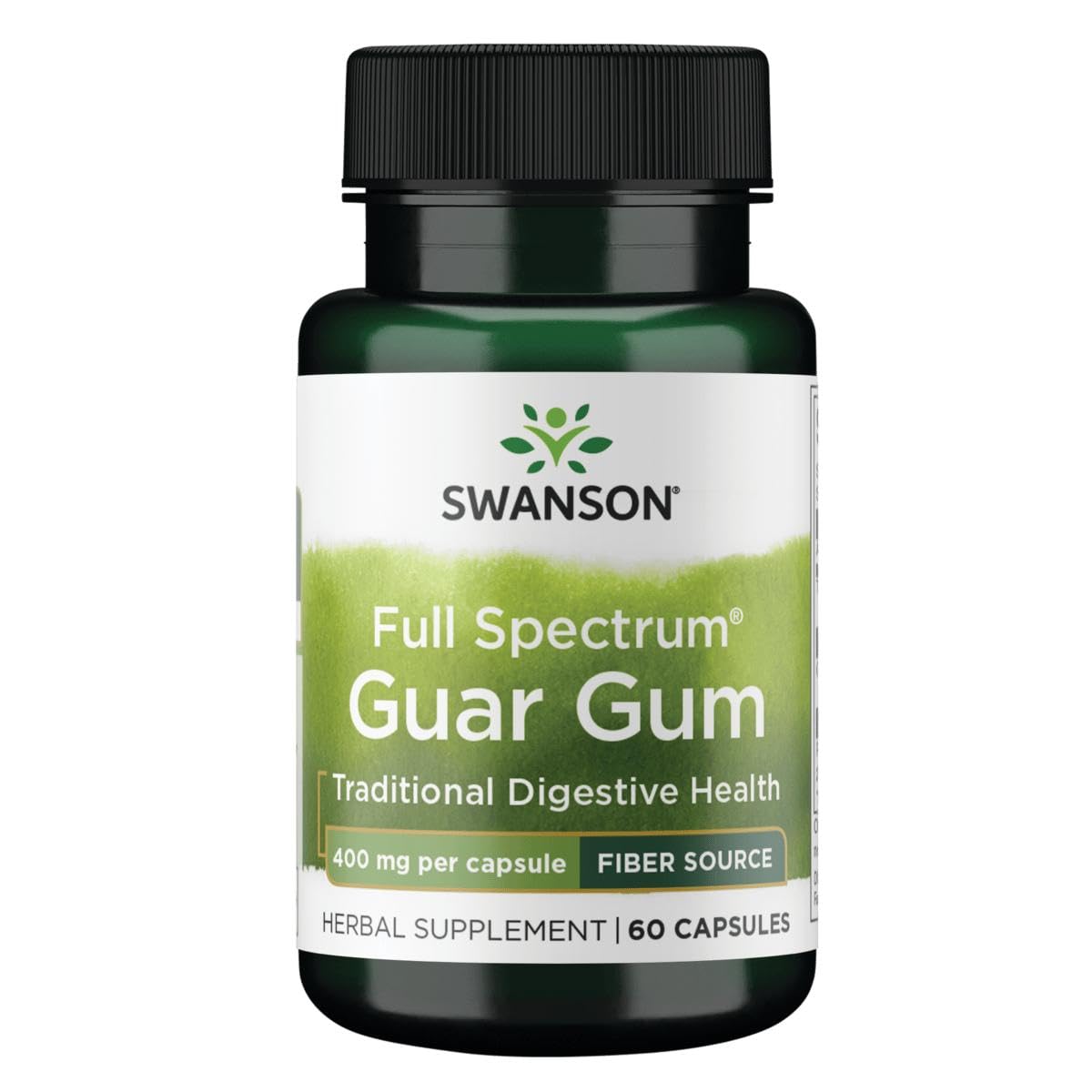 Swanson Full Spectrum Guar Gum 400 mg capsules bottle for daily fiber support.