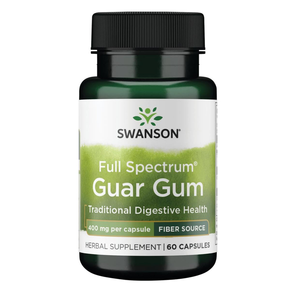 Swanson Full Spectrum Guar Gum 400 mg capsules bottle for daily fiber support.