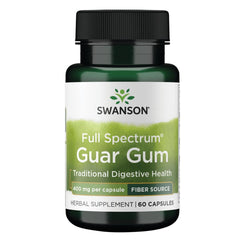 Swanson Full Spectrum Guar Gum 400 mg capsules bottle for daily fiber support.