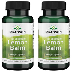 Swanson full-spectrum lemon balm capsules bottle for relaxation