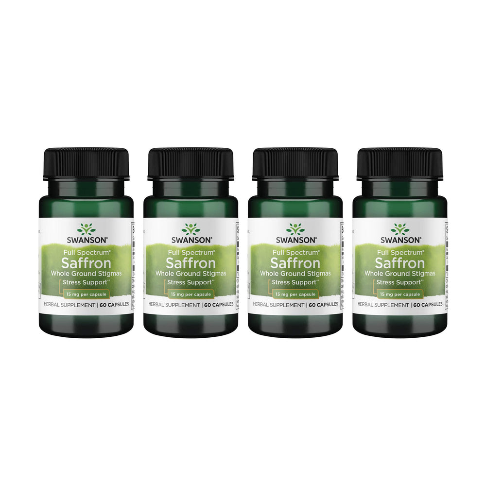 Swanson Full Spectrum Saffron bottle front with premium Spanish stigmas for mood support.