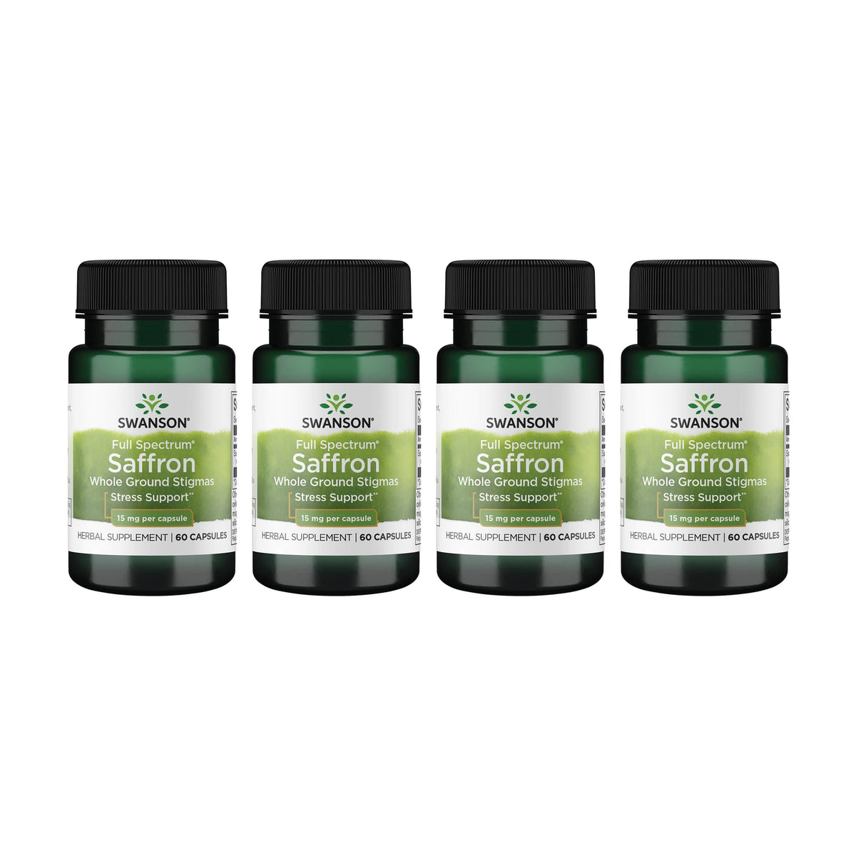 Swanson Full Spectrum Saffron bottle front with premium Spanish stigmas for mood support.