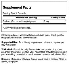 Swanson Full Spectrum Saffron capsules 60 count for daily stress management.