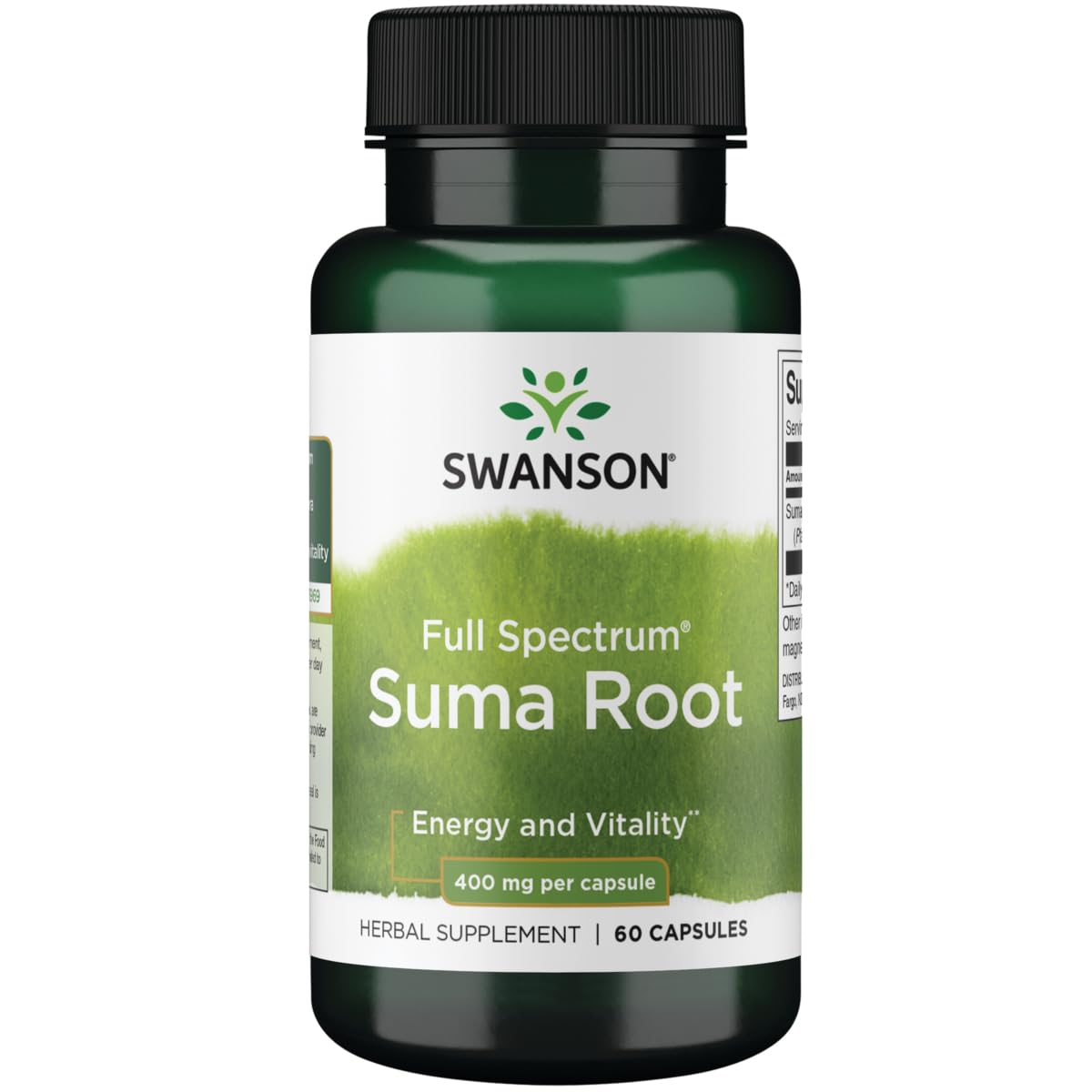 Swanson Full Spectrum Suma Root 400 mg bottle for daily vitality support.