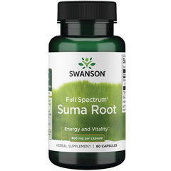 Swanson Full Spectrum Suma Root 400 mg bottle for daily vitality support.