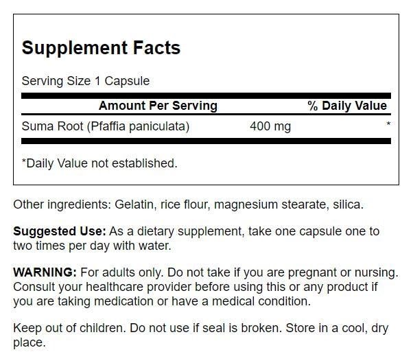 Swanson Full Spectrum Suma Root capsules arranged for daily wellbeing.