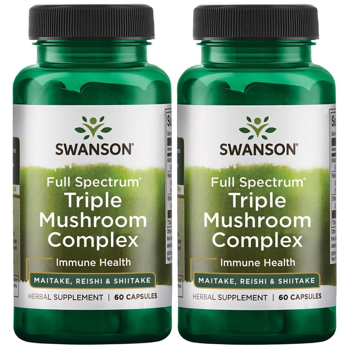 Swanson Full Spectrum Triple Mushroom Complex bottle for natural energy and immune wellness