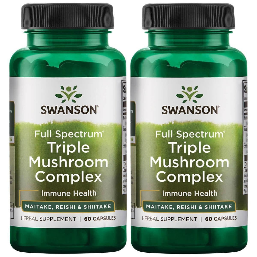 Swanson Full Spectrum Triple Mushroom Complex bottle for natural energy and immune wellness
