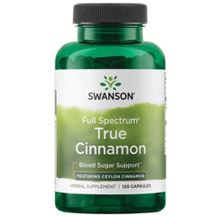 Swanson Full Spectrum True Cinnamon bottle highlighting premium packaging for daily wellness