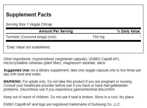 Closeup of Swanson turmeric capsules highlighting vegan, vegetarian formula for daily wellness.