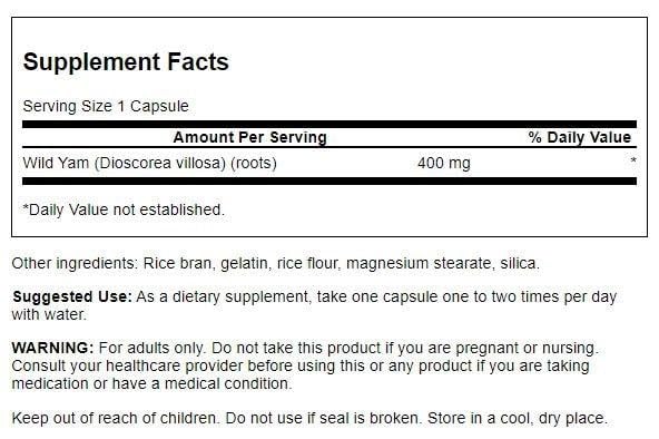 Swanson Full Spectrum Wild Yam capsules for convenient daily support.
