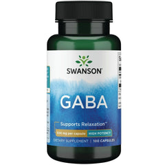 Swanson GABA bottle cap close-up showing calm, daily relaxation support.