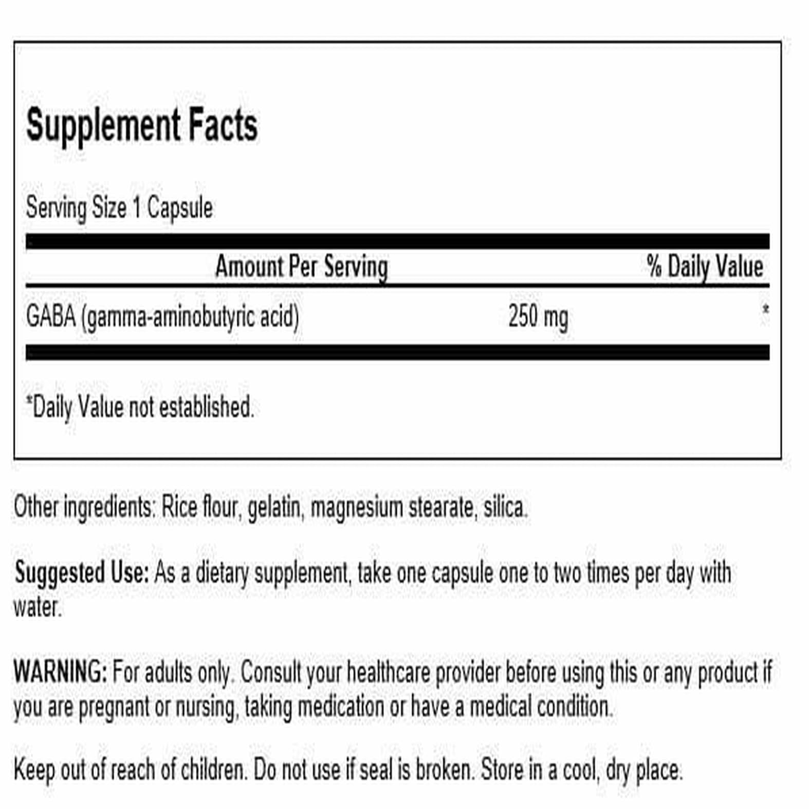 Swanson GABA capsules close-up shows compact, low-dose option