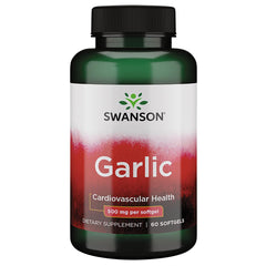 Swanson Garlic 500mg 60 sgels bottle front, immune support potential