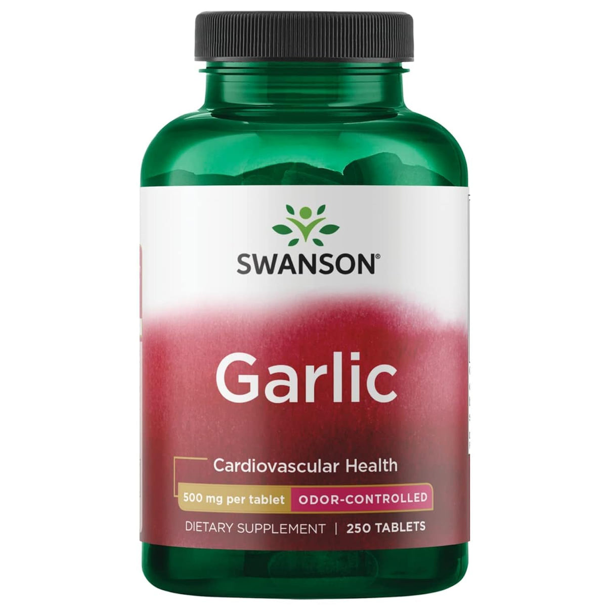 Swanson Garlic Odor-CNTRL bottle front with 500 mg capsules for daily use