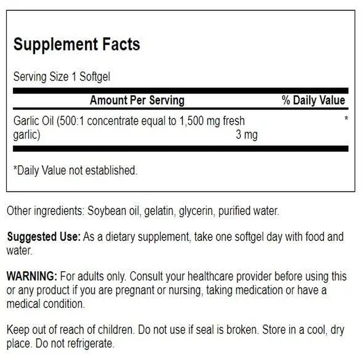 Swanson Garlic Oil 500 Sgels capsules ready for daily use.