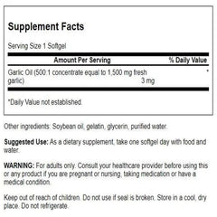 Swanson Garlic Oil 500 Sgels capsules ready for daily use.