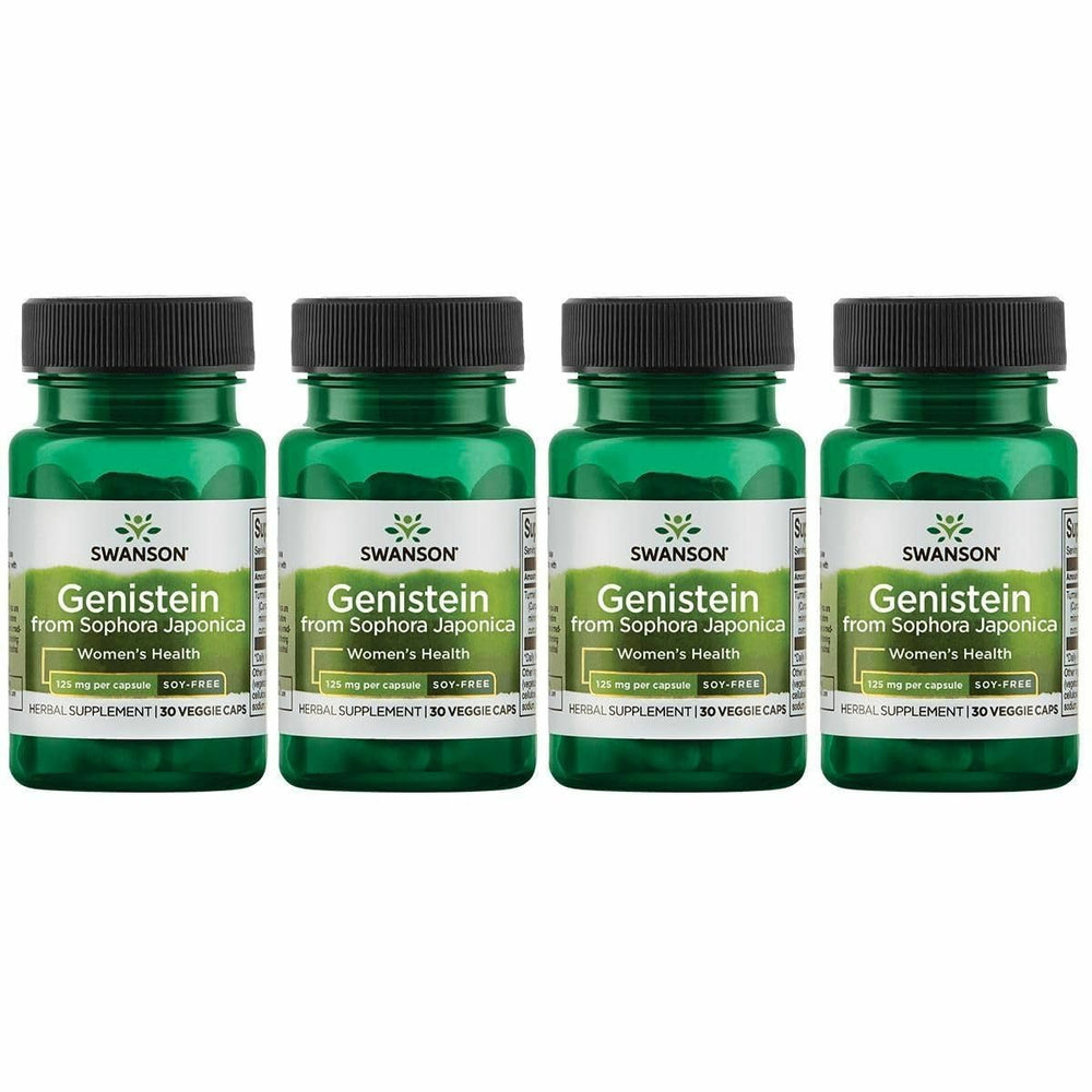 Swanson Genistein supplement bottle with plant-based support for bone integrity