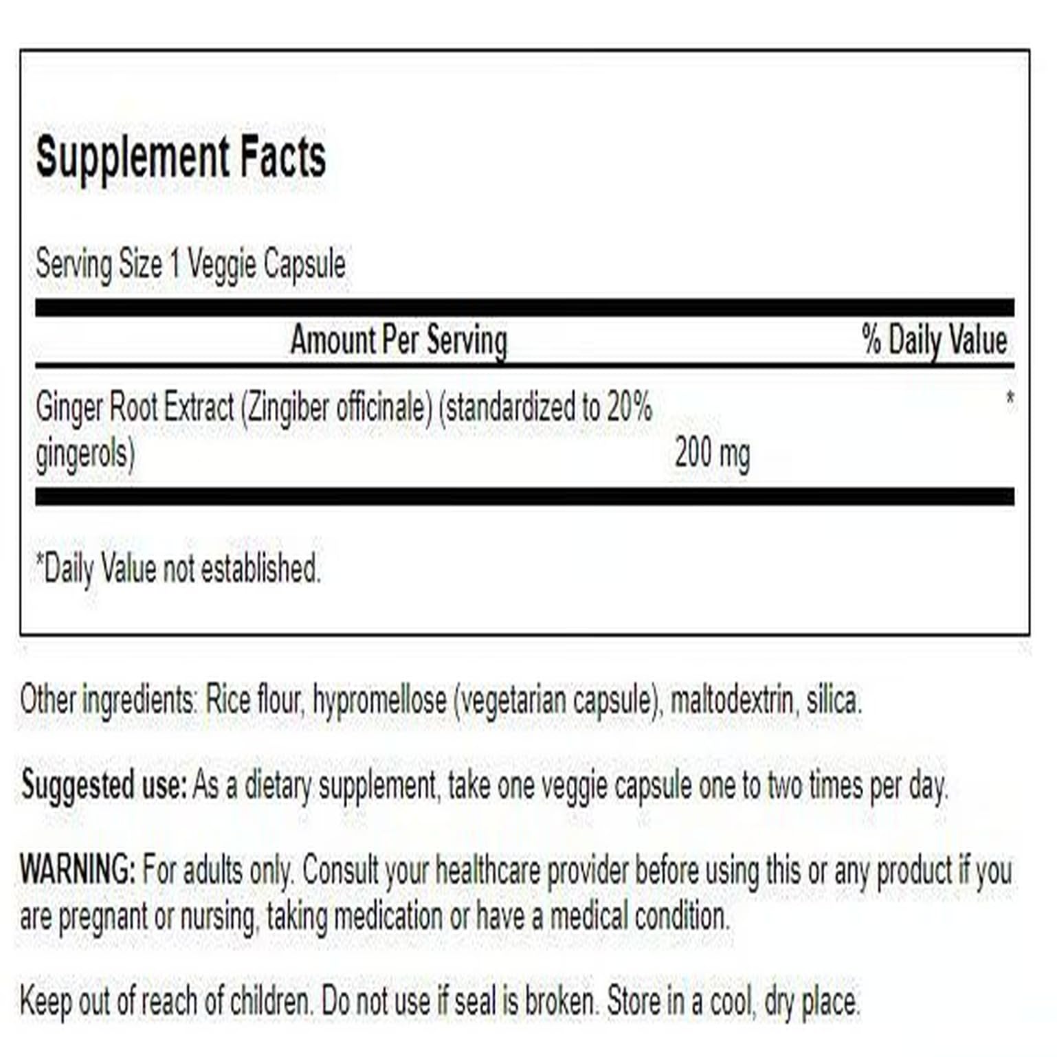 Swanson ginger root extract capsules pouring for easy daily digestion support.