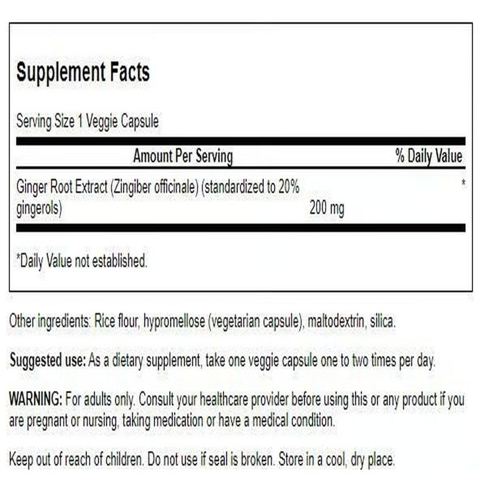 Swanson ginger root extract capsules pouring for easy daily digestion support.