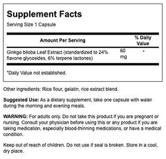 Swanson Ginkgo Biloba extract capsules close up highlighting standardization