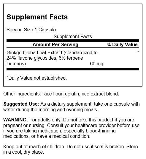 Swanson Ginkgo Biloba Extract capsules provide convenient brain support for on-the-go routines.