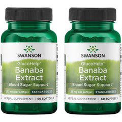 Swanson GlucoHelp Banaba Extract bottle with 18% corosolic acid potency for energy metabolism support