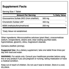 Swanson glucosamine chondroitin MSM tablets for daily joint comfort.