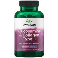 Swanson Glucosamine & Collagen Type II 90-caps bottle indicating joint support potential