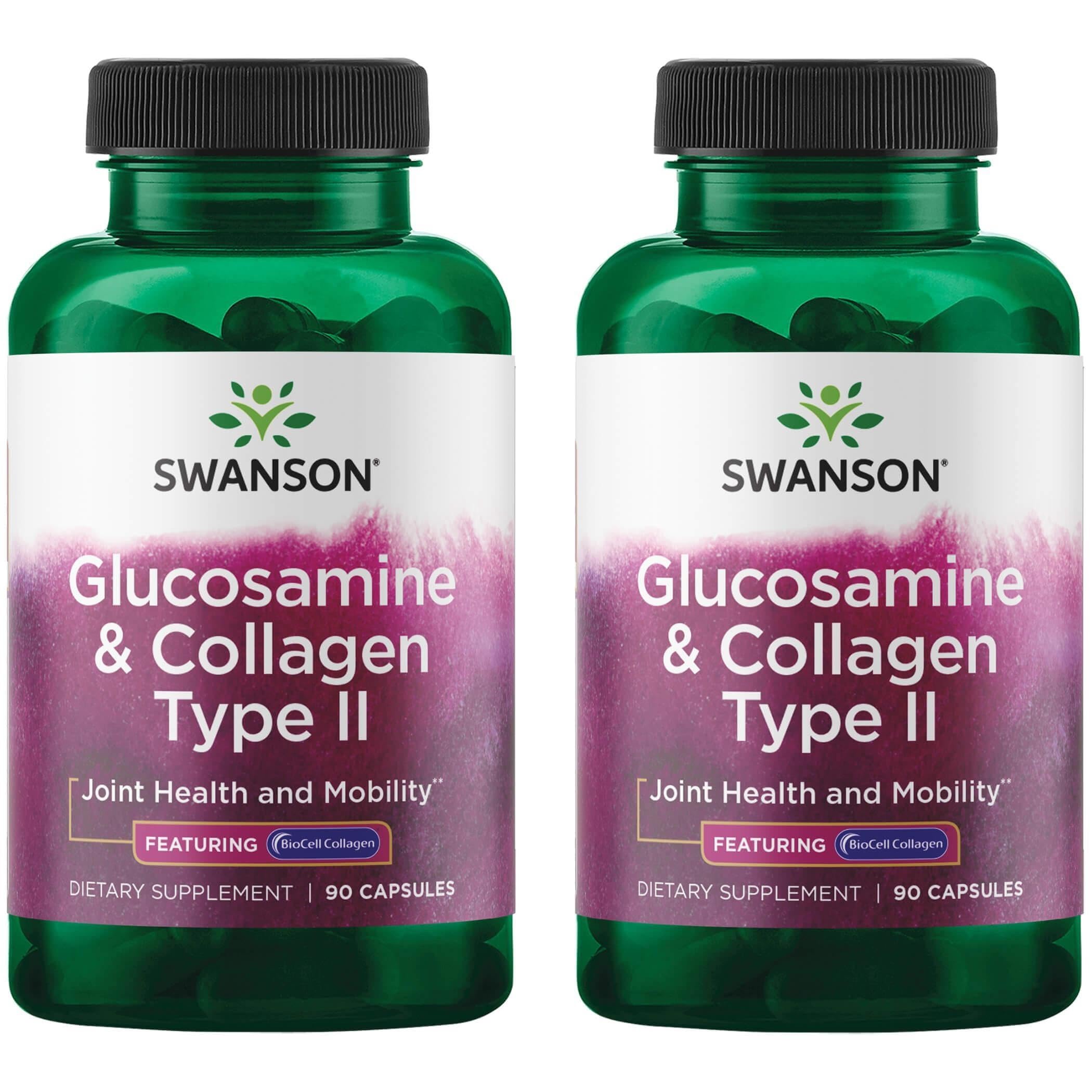 Swanson Glucosamine & Collagen Type II BioCell bottle supports joint mobility and skin elasticity