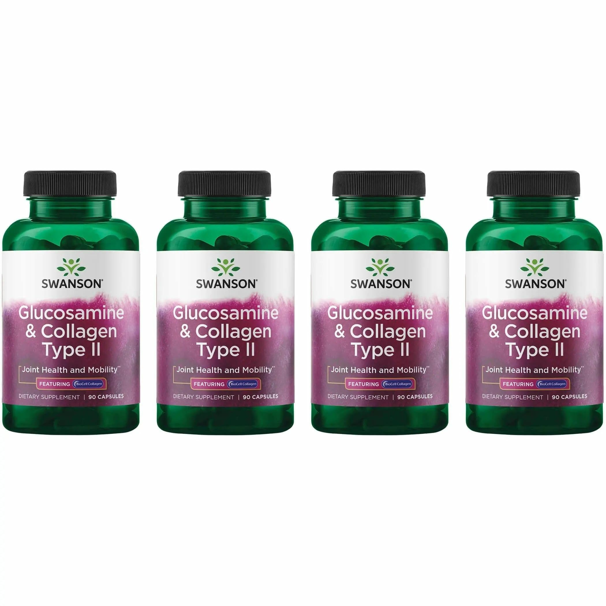 Swanson Glucosamine & Collagen Type II bottle front with BioCell Collagen for joint support.