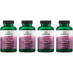 Swanson Glucosamine & Collagen Type II bottle front with BioCell Collagen for joint support.
