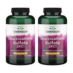 Swanson Glucosamine Sulfate 2KCl bottle; 500 mg supports joint comfort and mobility.