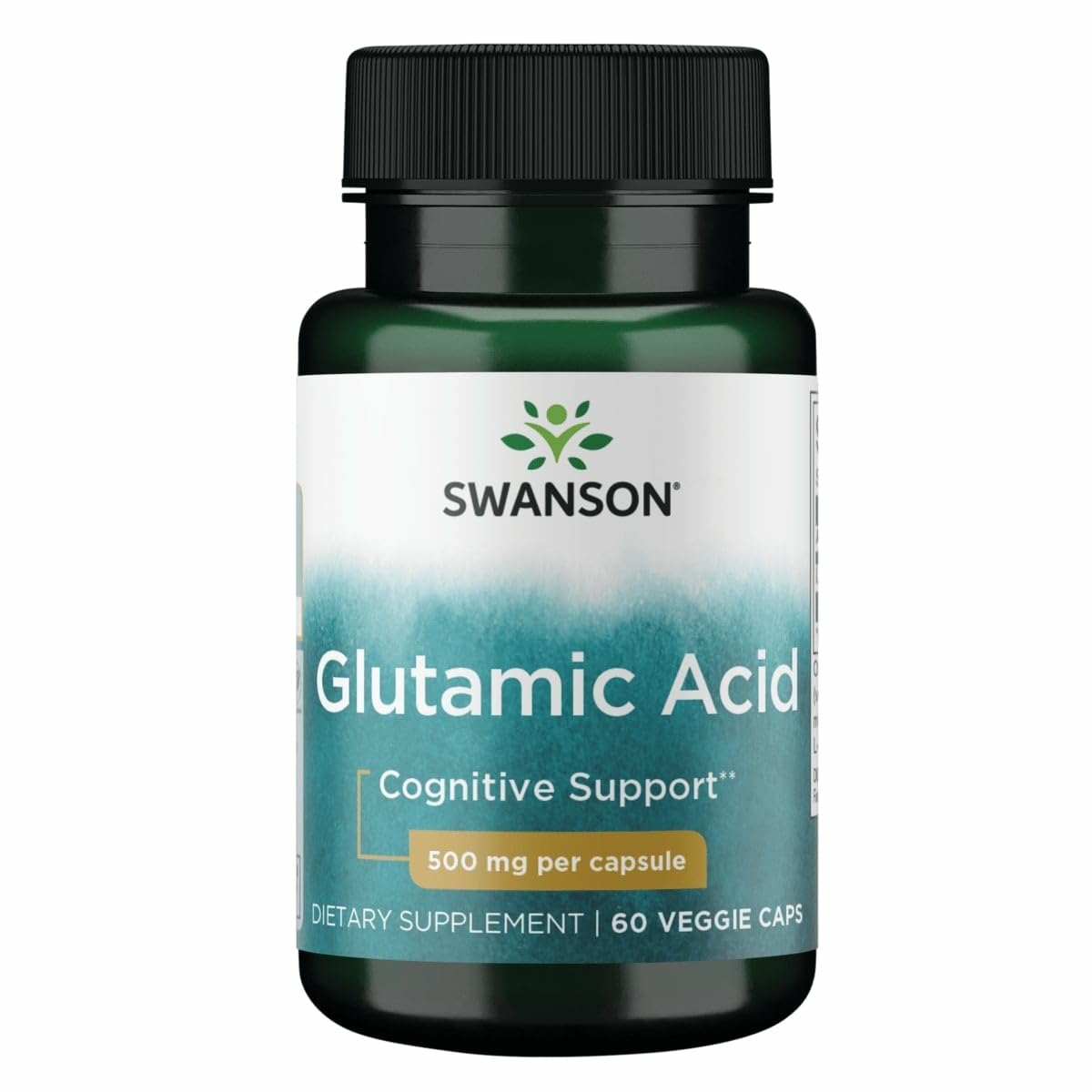 Swanson Glutamic Acid 500 mg bottle front suggests cognitive support potential