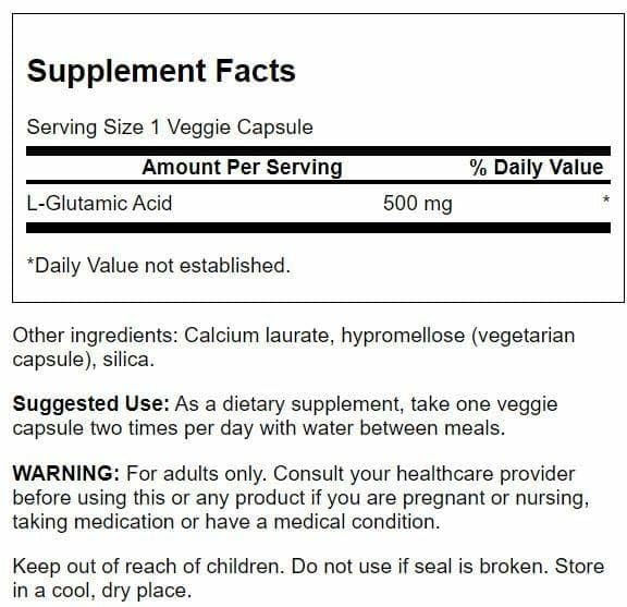 Swanson Glutamic Acid 500 mg veg capsules, 60-count for daily convenience