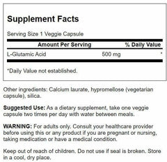 Swanson Glutamic Acid 500 mg veg capsules, 60-count for daily convenience