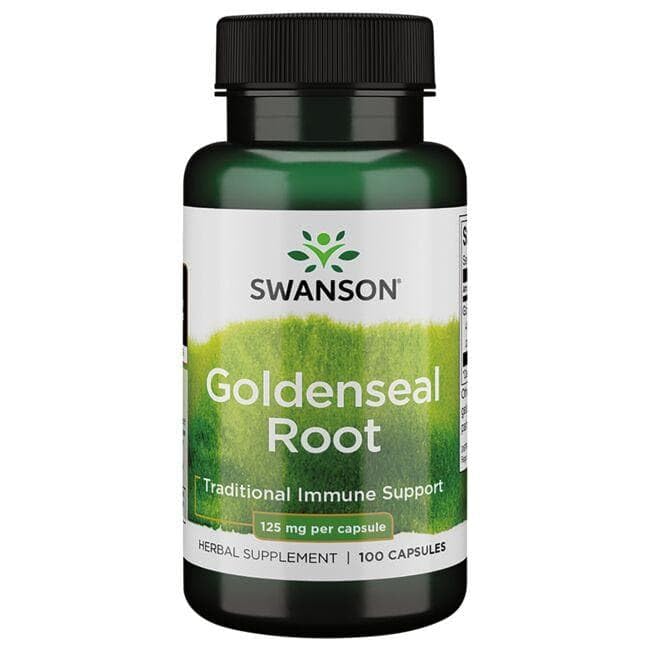 Swanson Goldenseal Root 100 capsules package ready for daily routine.