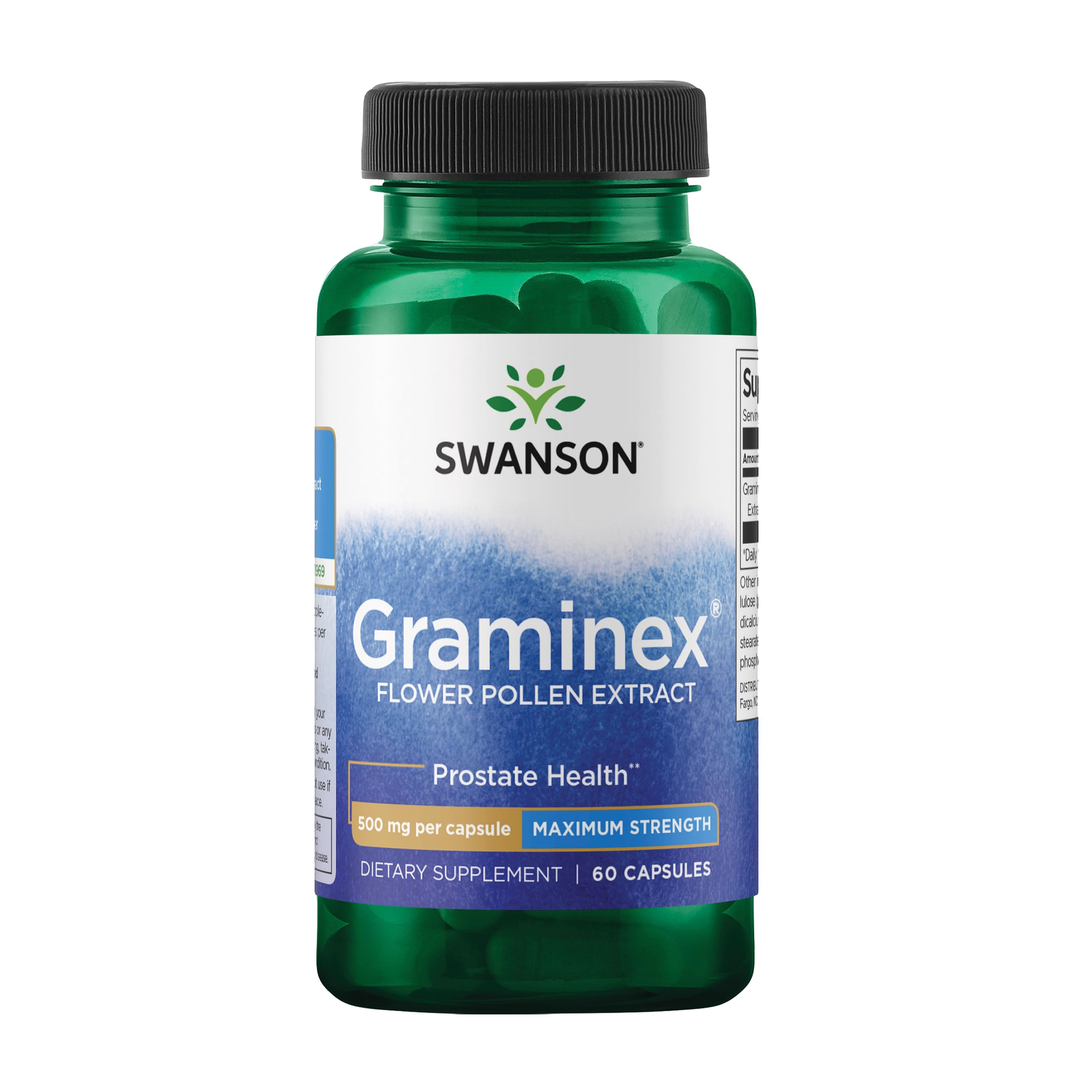 Swanson Graminex Flower Pollen Extract bottle image, supporting prostate health and urinary comfort.