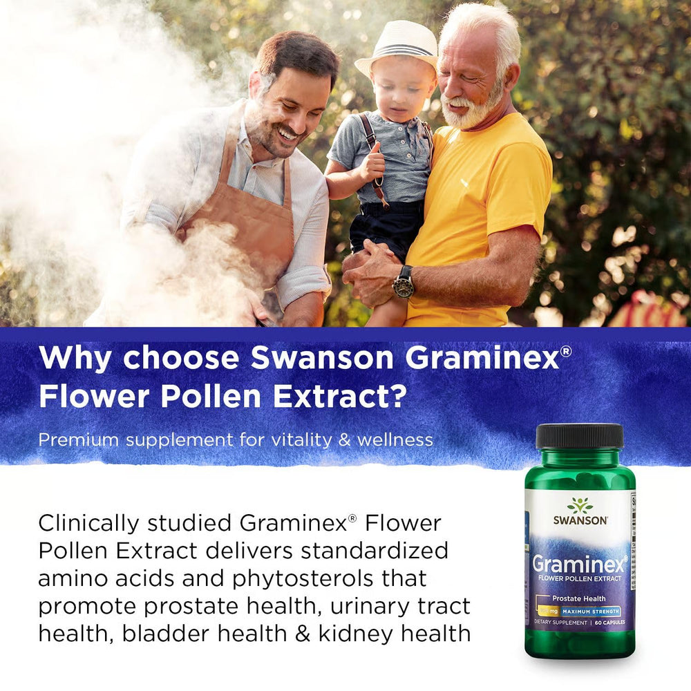 Hero shot of Swanson Graminex bottle on a neutral surface for everyday use.