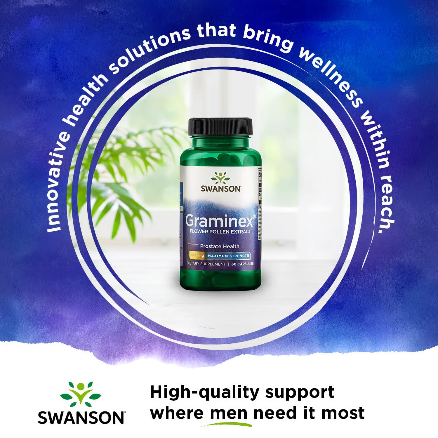 Swanson Graminex label highlighting quality ingredients and potency.