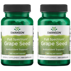 Swanson Grape Seed bottle showing capsules for antioxidant support and vascular wellness.
