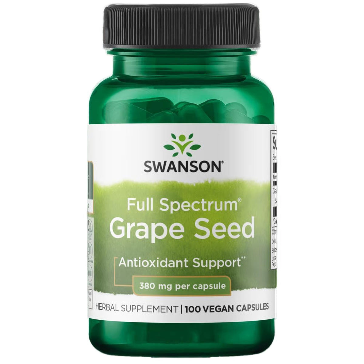 Swanson Grape Seed capsules bottle demonstrates antioxidant support for everyday wellness.