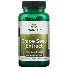 Swanson Grape Seed EXT Meganat bottle close-up highlighting 1 mg capsule for potential antioxidant support