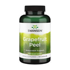 Swanson grapefruit peel bottle label highlighting quality and science-backed formulation.