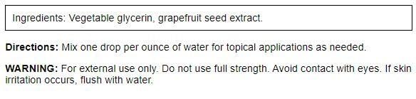 Swanson Grapefruit Seed Liquid Extract label highlights glycerin-based formula for versatile use in DIY skincare and cleansing
